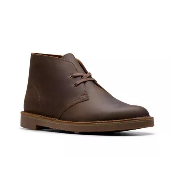 Clarks® Shepton Men\'s Suede Lace up Boots, beeswax, Dark Chocolate color size 12